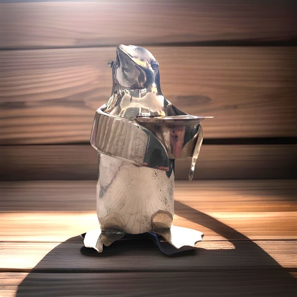 Restoration Hardware Penguin Silver Plated Candle Holder Winter Display Decor